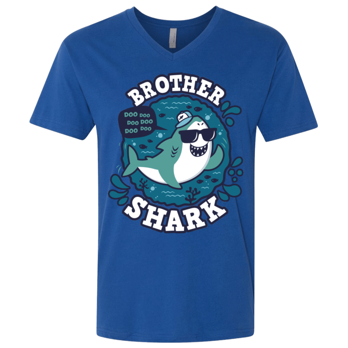 T-Shirts Royal / X-Small Shark Family trazo - Brother Men's Premium V-Neck