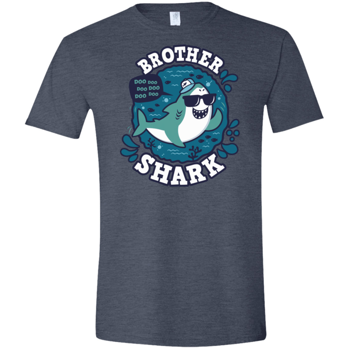 T-Shirts Heather Navy / S Shark Family trazo - Brother Men's Semi-Fitted Softstyle