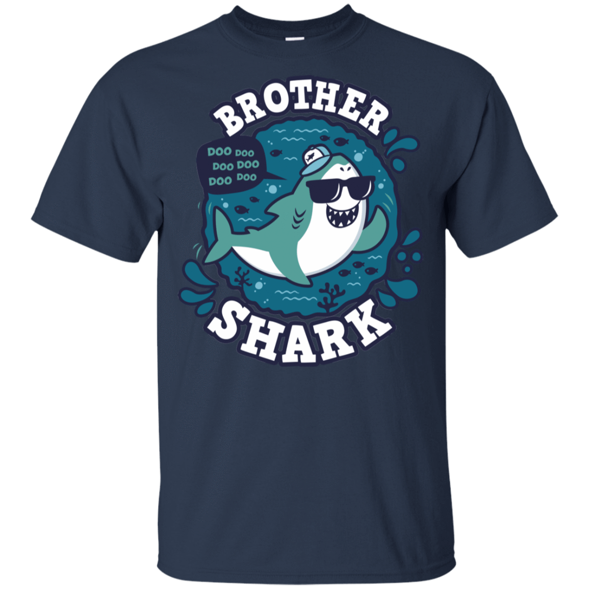 T-Shirts Navy / YXS Shark Family trazo - Brother Youth T-Shirt