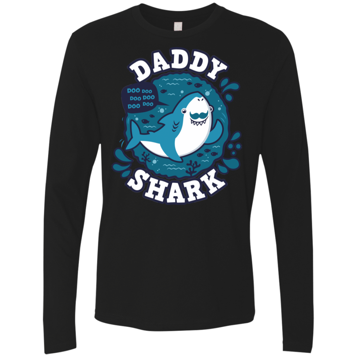 T-Shirts Black / S Shark Family trazo - Daddy Men's Premium Long Sleeve