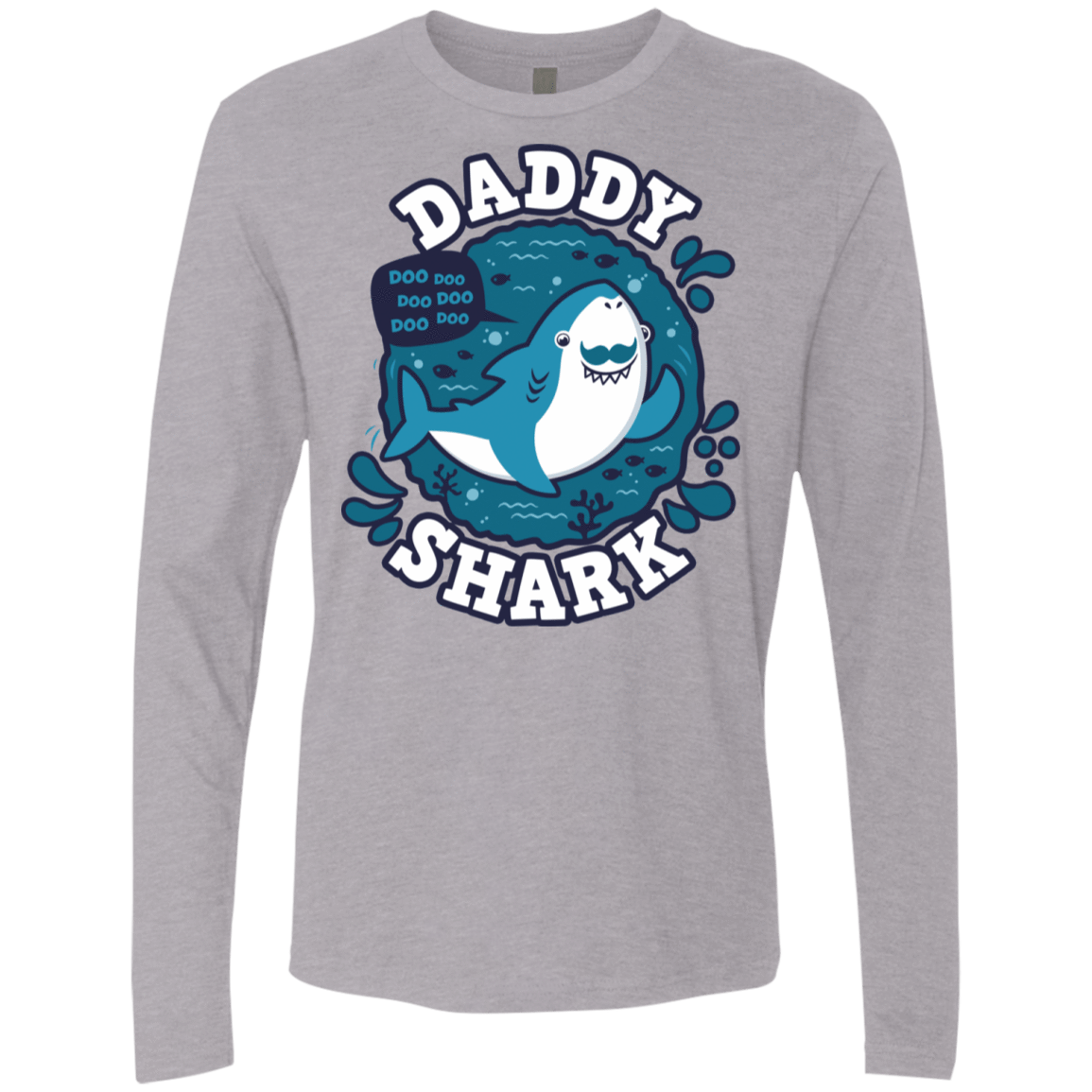 T-Shirts Heather Grey / S Shark Family trazo - Daddy Men's Premium Long Sleeve