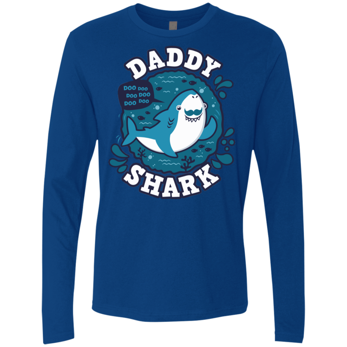 T-Shirts Royal / S Shark Family trazo - Daddy Men's Premium Long Sleeve