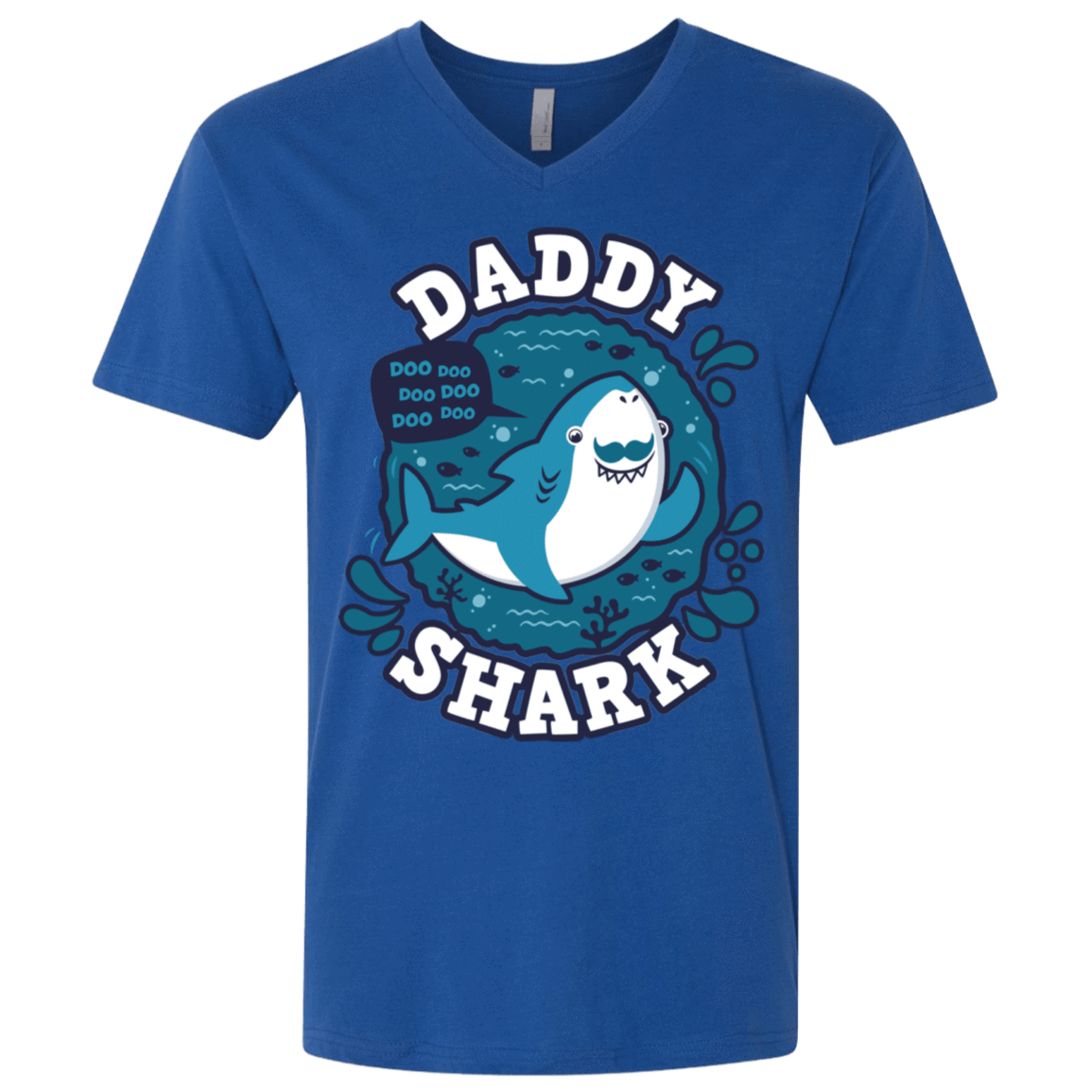 T-Shirts Royal / X-Small Shark Family trazo - Daddy Men's Premium V-Neck