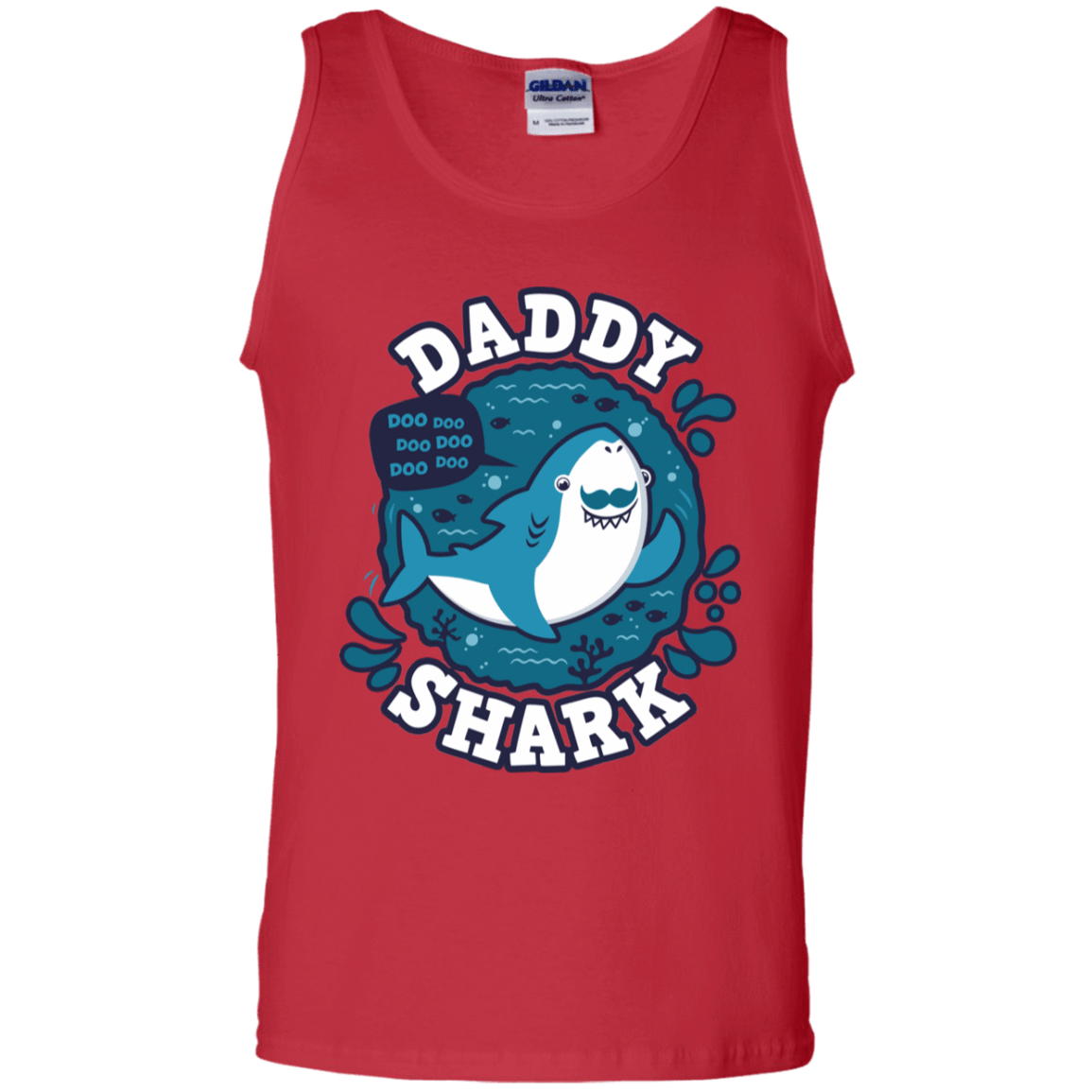 T-Shirts Red / S Shark Family trazo - Daddy Men's Tank Top