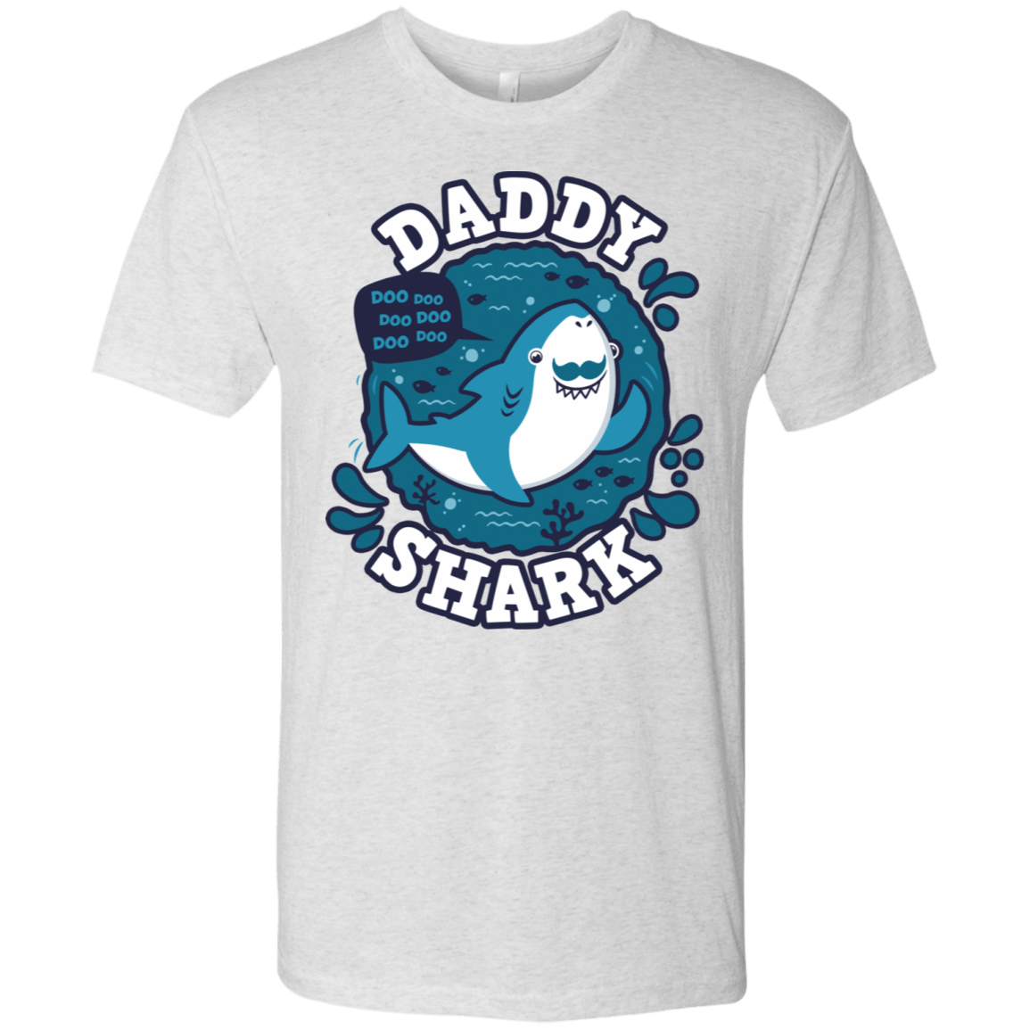 T-Shirts Heather White / S Shark Family trazo - Daddy Men's Triblend T-Shirt