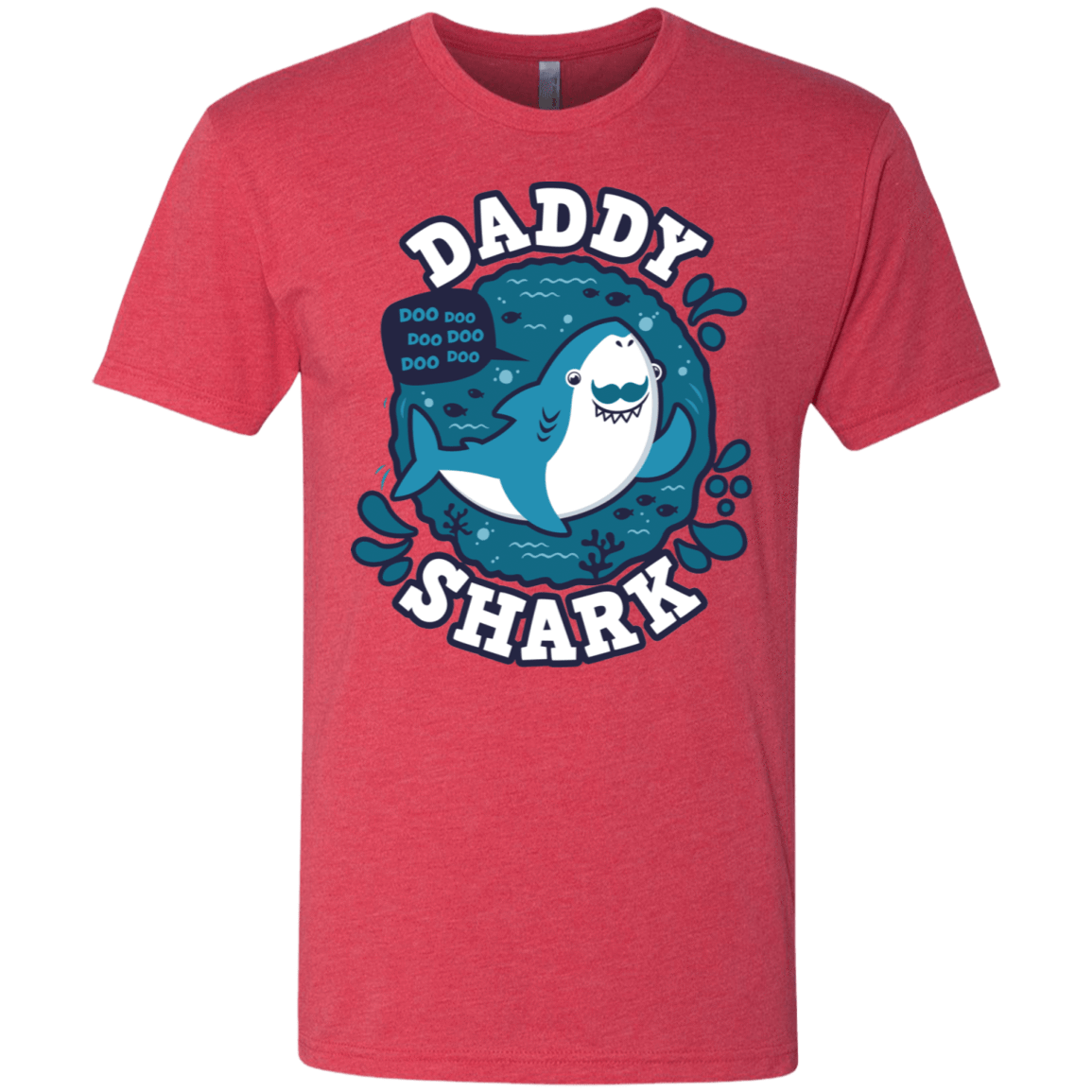 T-Shirts Vintage Red / S Shark Family trazo - Daddy Men's Triblend T-Shirt