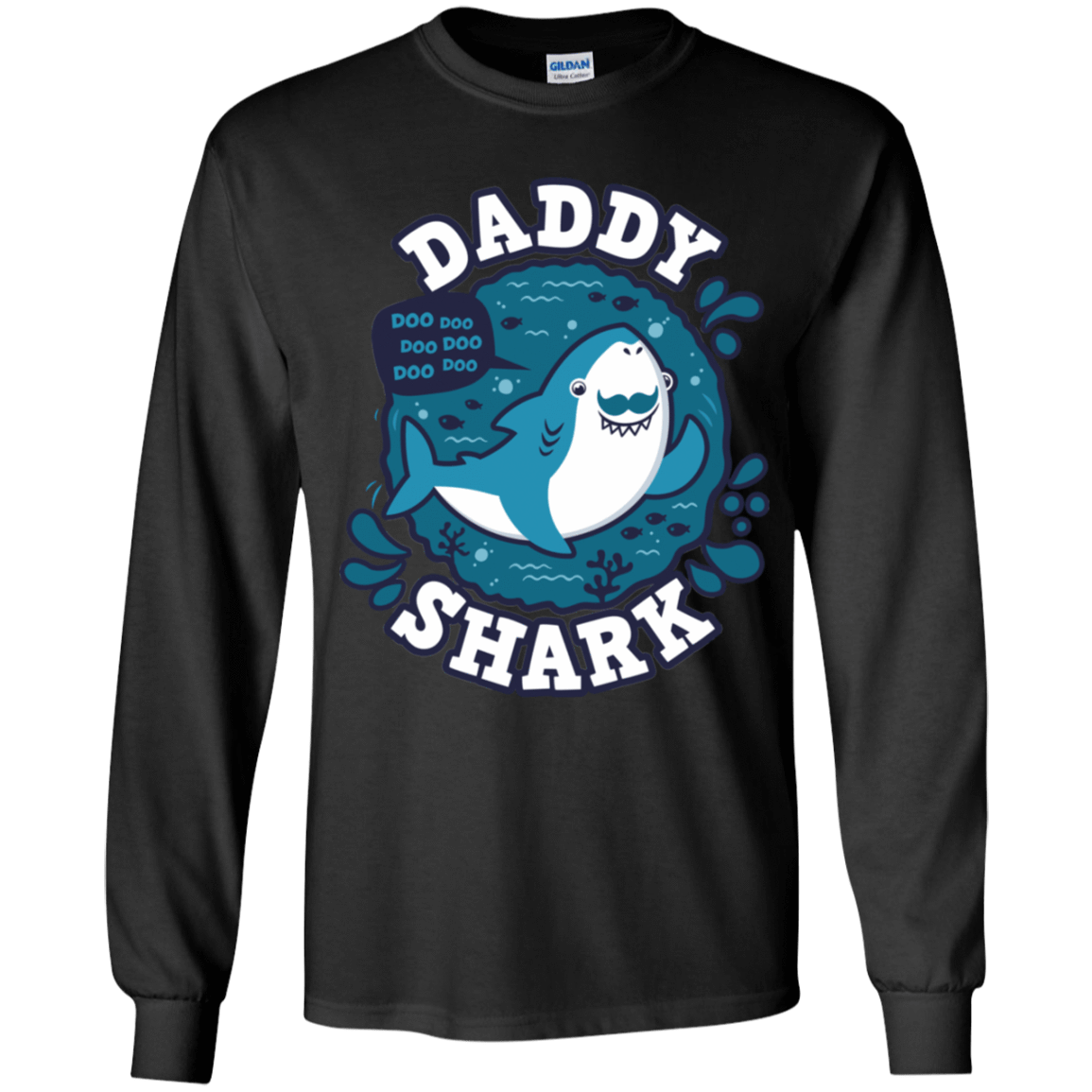 T-Shirts Black / YS Shark Family trazo - Daddy Youth Long Sleeve T-Shirt