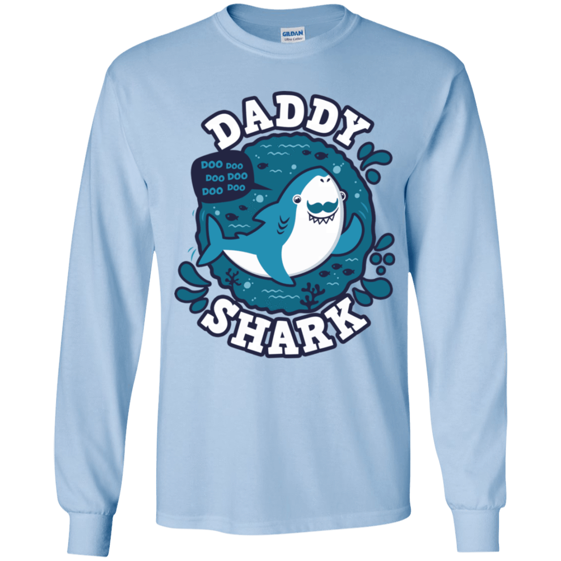 T-Shirts Light Blue / YS Shark Family trazo - Daddy Youth Long Sleeve T-Shirt