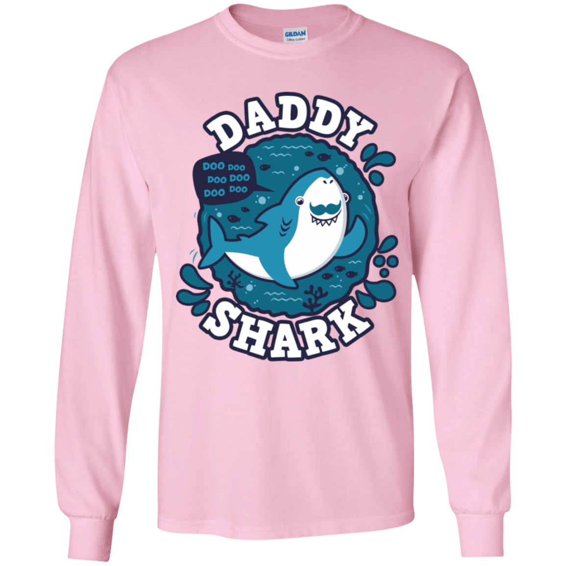 T-Shirts Light Pink / YS Shark Family trazo - Daddy Youth Long Sleeve T-Shirt