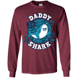 T-Shirts Maroon / YS Shark Family trazo - Daddy Youth Long Sleeve T-Shirt