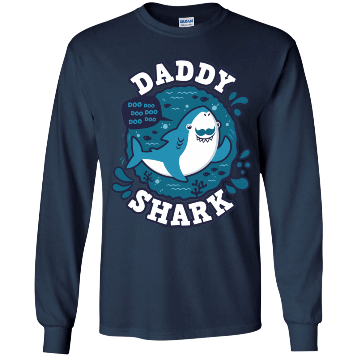 T-Shirts Navy / YS Shark Family trazo - Daddy Youth Long Sleeve T-Shirt