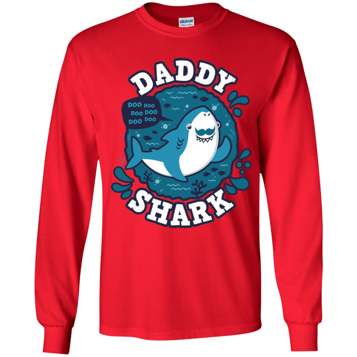 T-Shirts Red / YS Shark Family trazo - Daddy Youth Long Sleeve T-Shirt