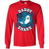 T-Shirts Red / YS Shark Family trazo - Daddy Youth Long Sleeve T-Shirt