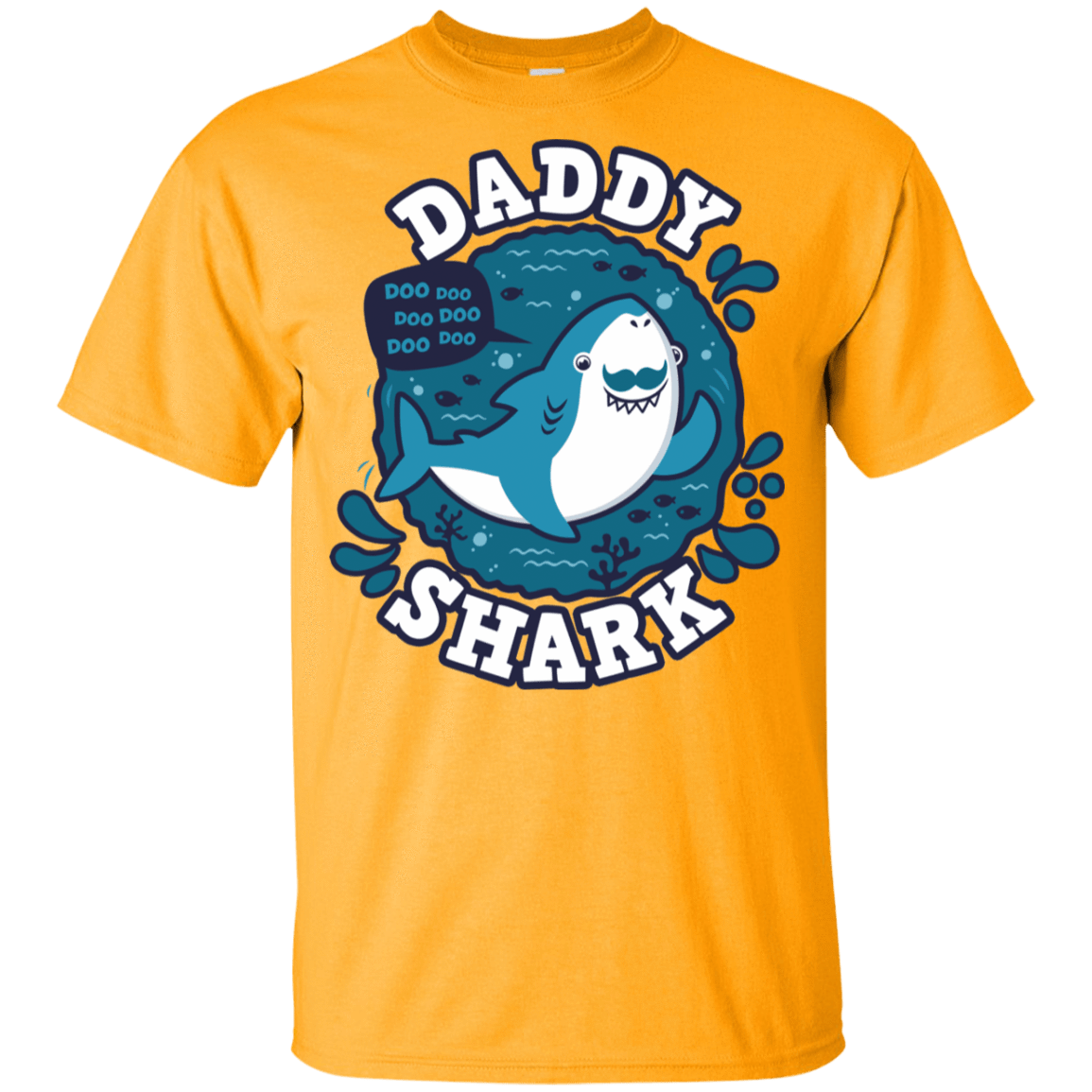 T-Shirts Gold / YXS Shark Family trazo - Daddy Youth T-Shirt