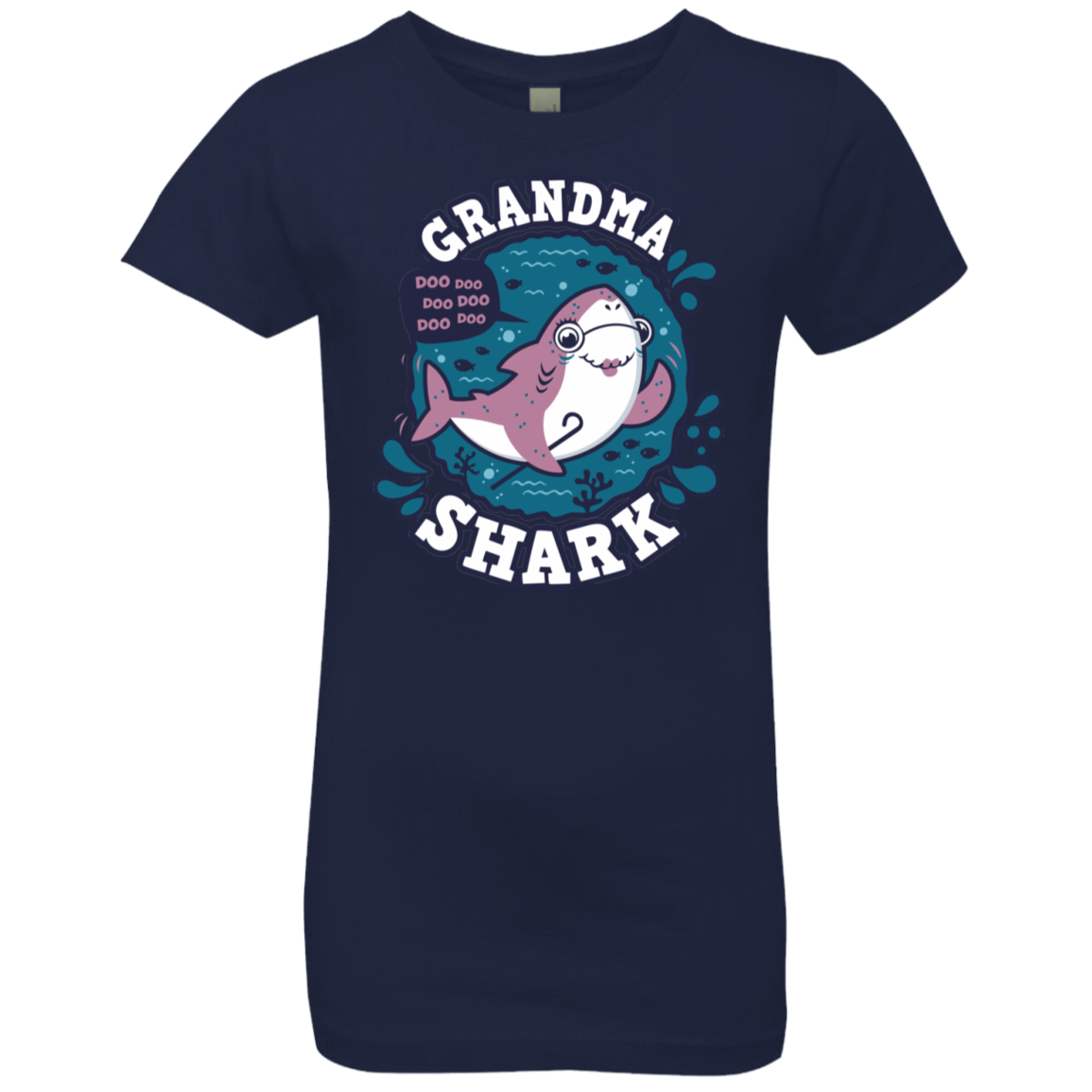 T-Shirts Midnight Navy / YXS Shark Family trazo - Grandma Girls Premium T-Shirt