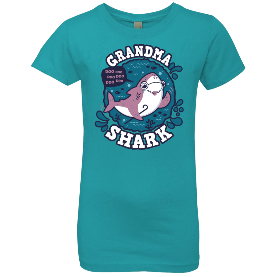 T-Shirts Tahiti Blue / YXS Shark Family trazo - Grandma Girls Premium T-Shirt