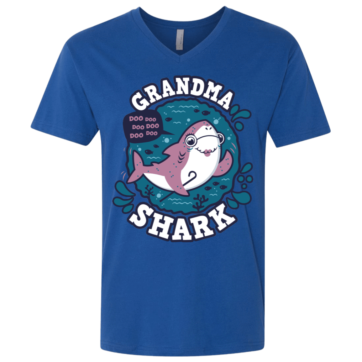 T-Shirts Royal / X-Small Shark Family trazo - Grandma Men's Premium V-Neck