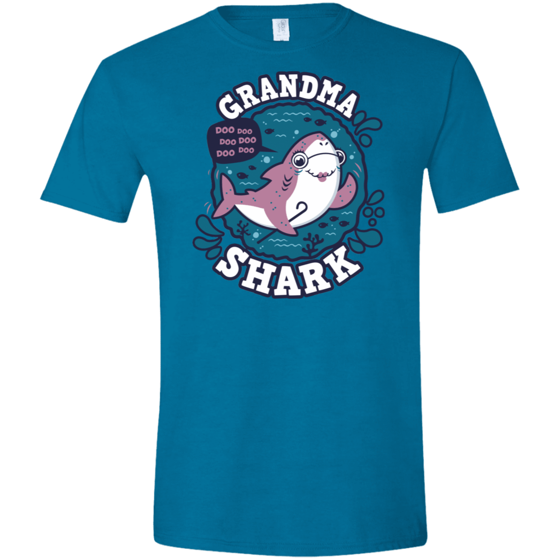 T-Shirts Antique Sapphire / S Shark Family trazo - Grandma Men's Semi-Fitted Softstyle