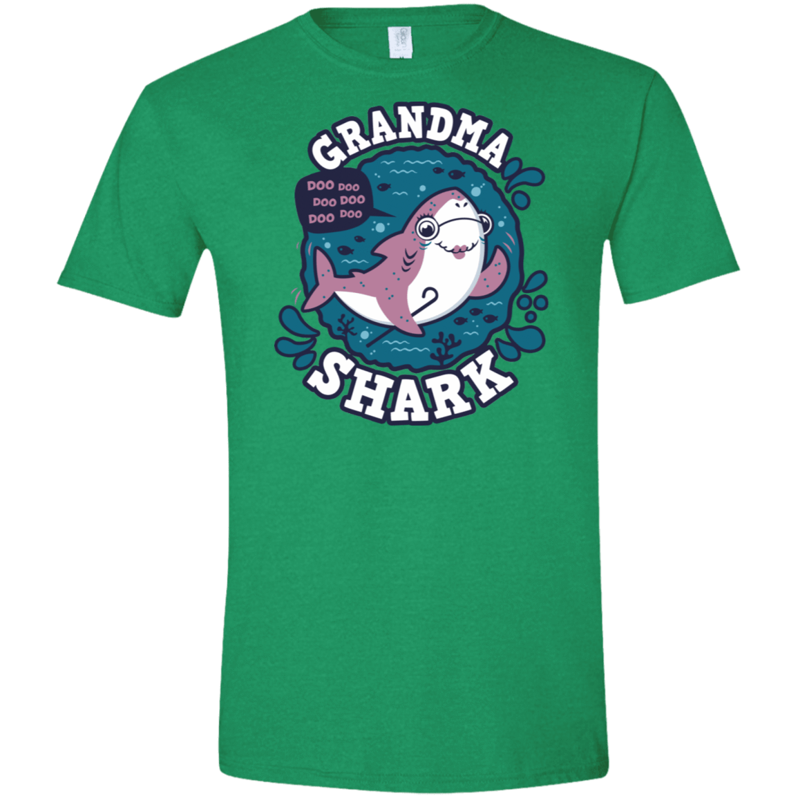 T-Shirts Heather Irish Green / S Shark Family trazo - Grandma Men's Semi-Fitted Softstyle