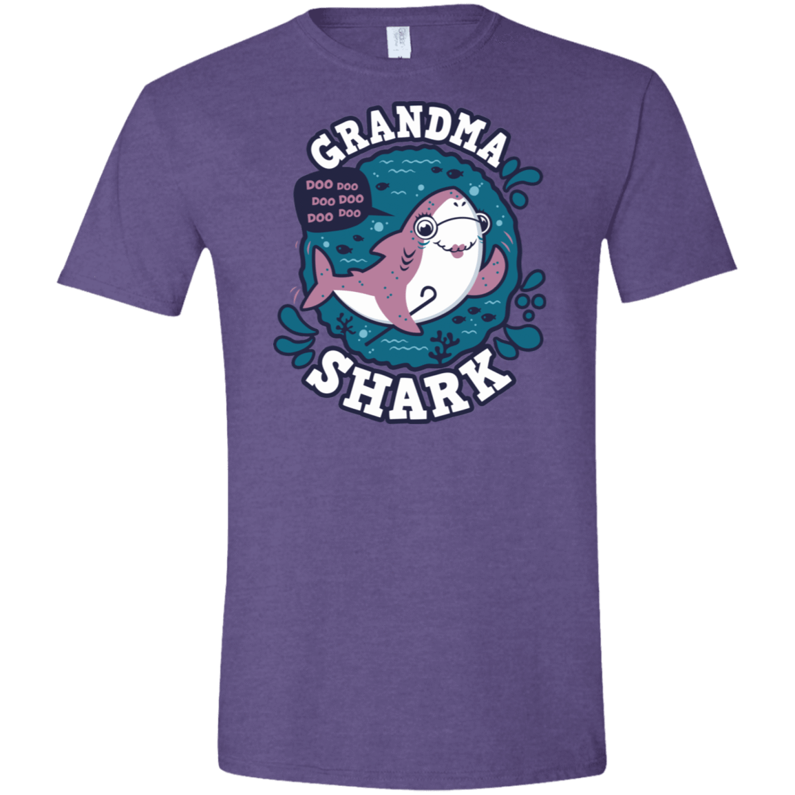 T-Shirts Heather Purple / S Shark Family trazo - Grandma Men's Semi-Fitted Softstyle