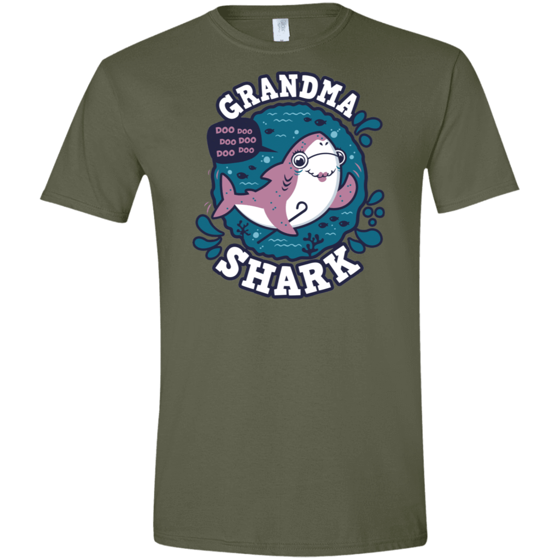 T-Shirts Military Green / S Shark Family trazo - Grandma Men's Semi-Fitted Softstyle