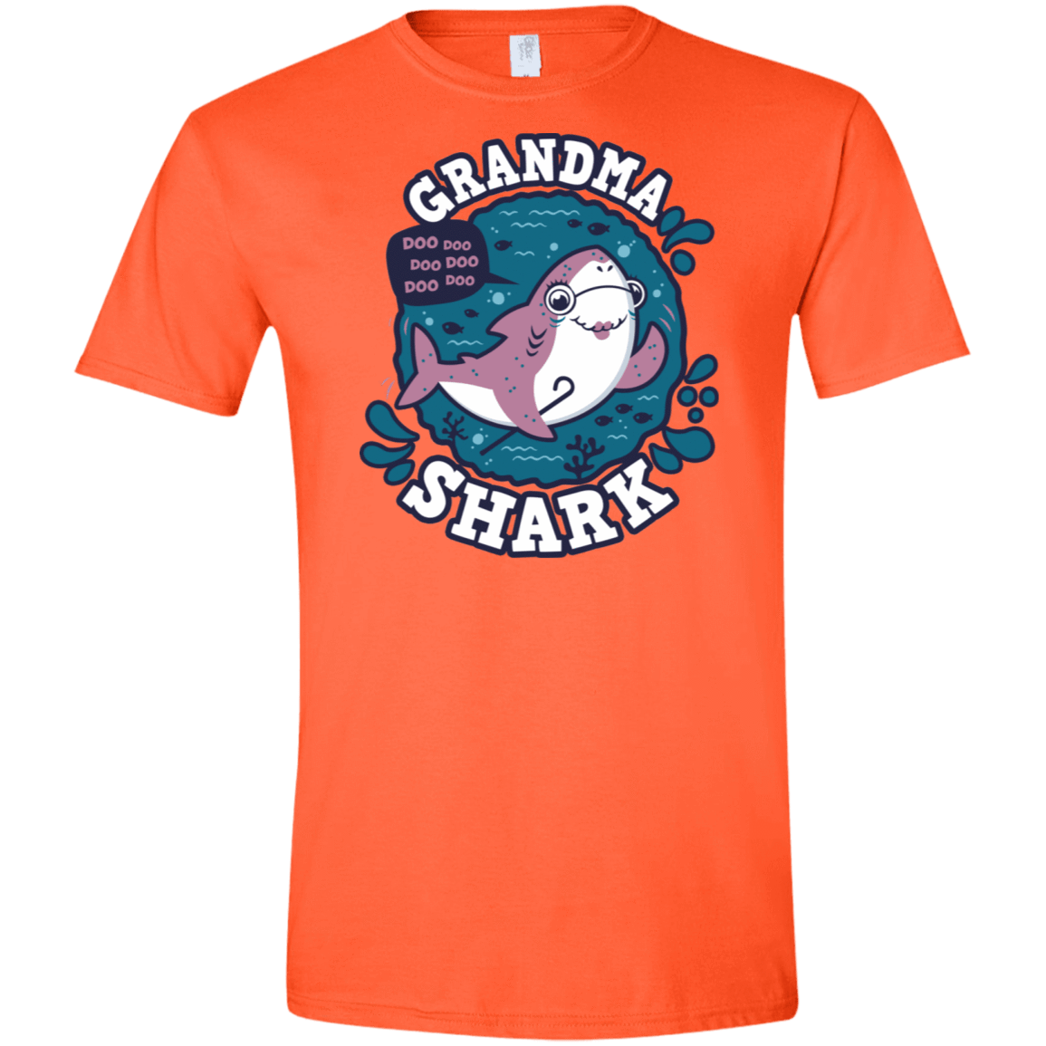 T-Shirts Orange / S Shark Family trazo - Grandma Men's Semi-Fitted Softstyle