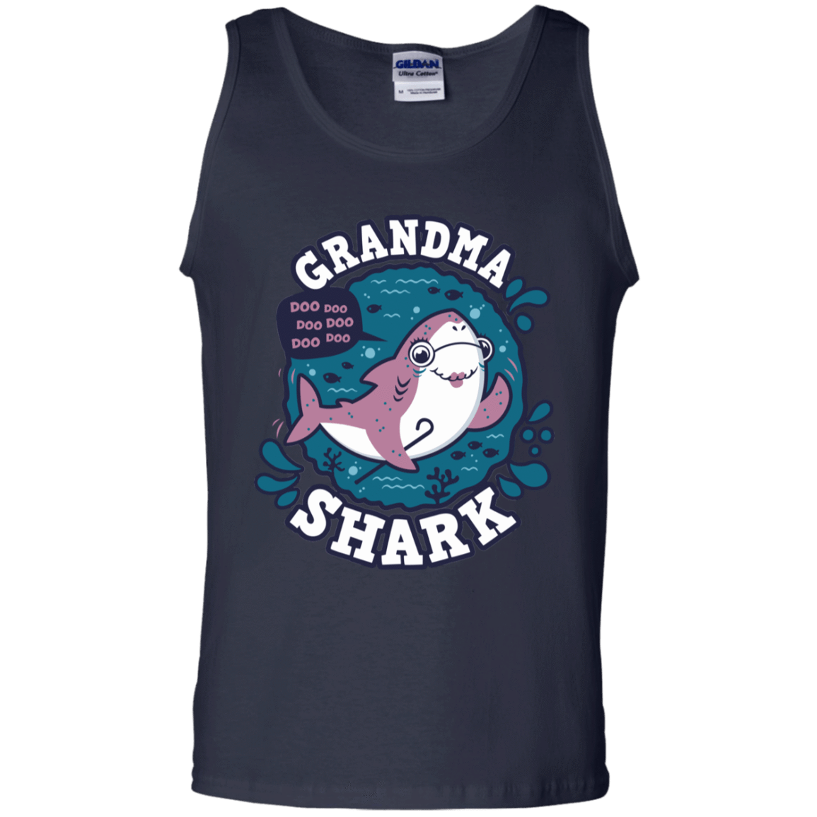 T-Shirts Navy / S Shark Family trazo - Grandma Men's Tank Top