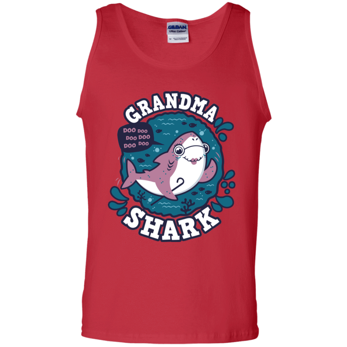 T-Shirts Red / S Shark Family trazo - Grandma Men's Tank Top