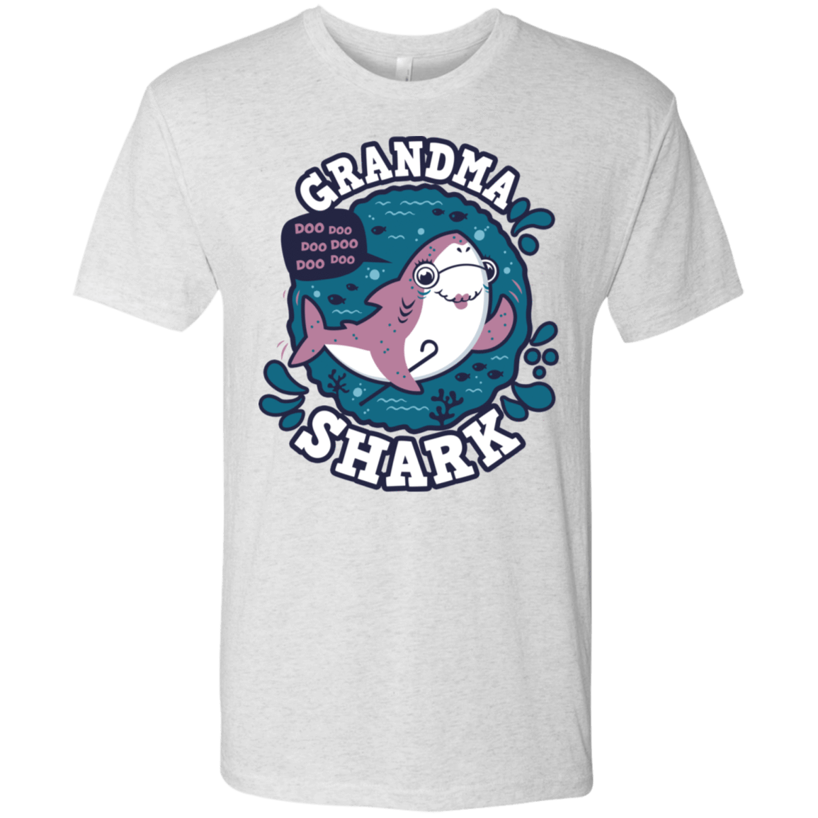 T-Shirts Heather White / S Shark Family trazo - Grandma Men's Triblend T-Shirt
