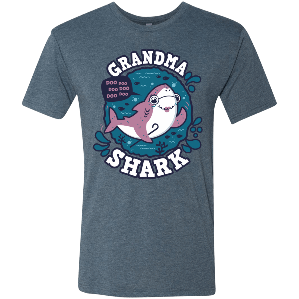 T-Shirts Indigo / S Shark Family trazo - Grandma Men's Triblend T-Shirt