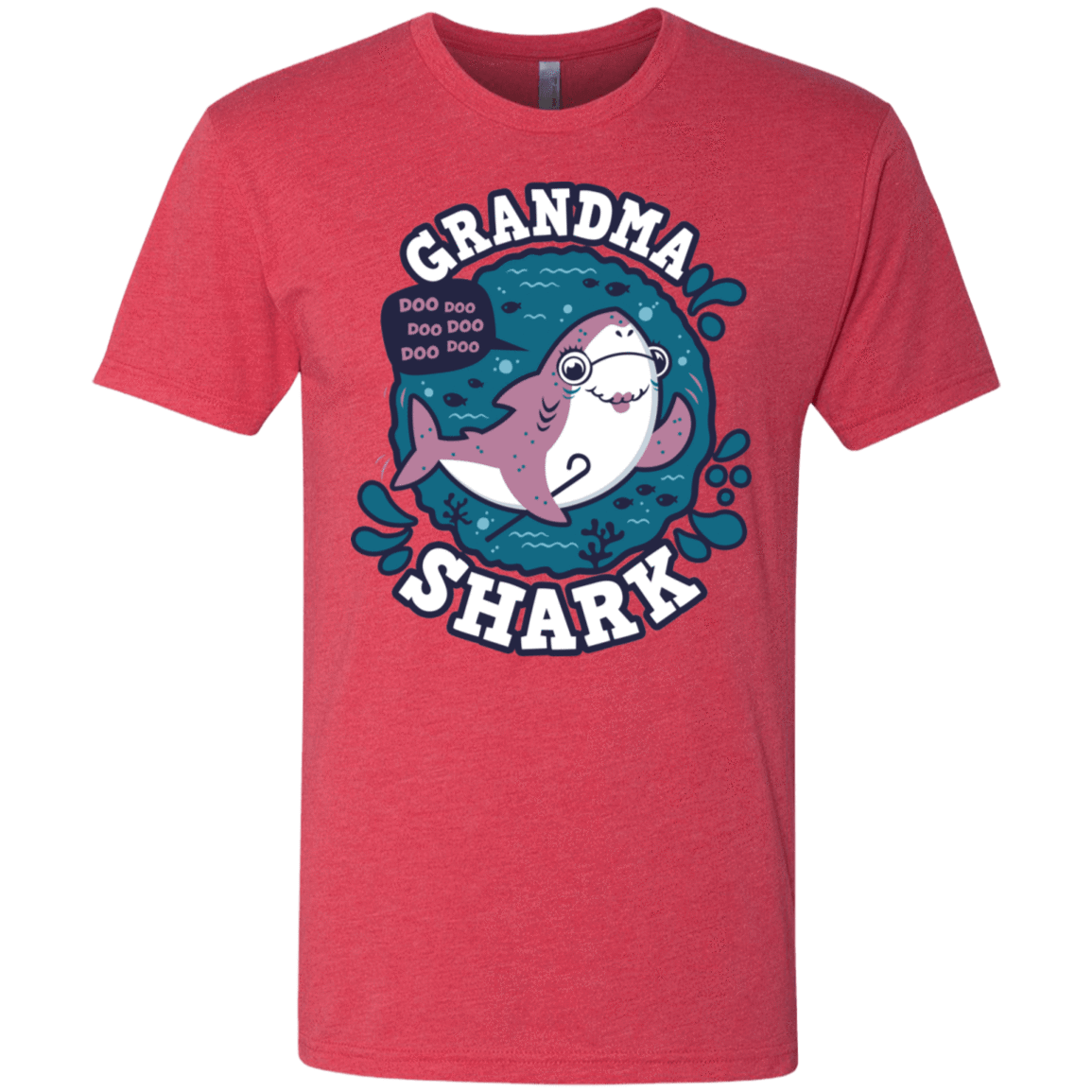 T-Shirts Vintage Red / S Shark Family trazo - Grandma Men's Triblend T-Shirt