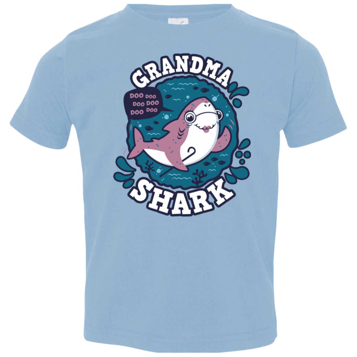 T-Shirts Light Blue / 2T Shark Family trazo - Grandma Toddler Premium T-Shirt