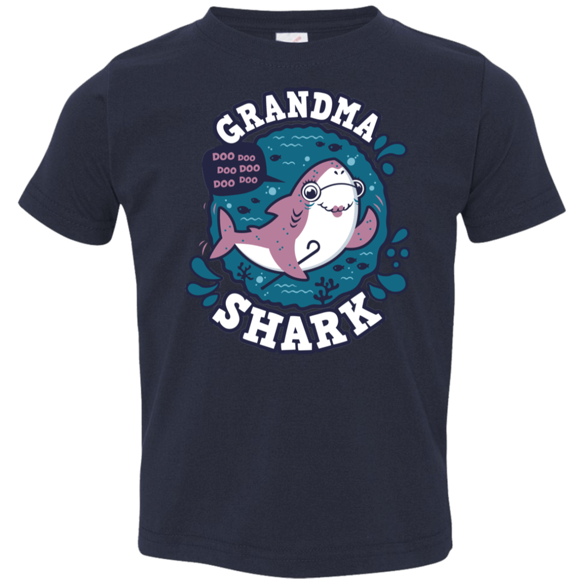 T-Shirts Navy / 2T Shark Family trazo - Grandma Toddler Premium T-Shirt