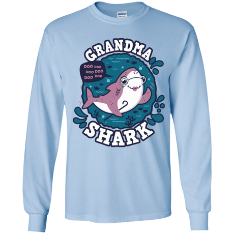 T-Shirts Light Blue / YS Shark Family trazo - Grandma Youth Long Sleeve T-Shirt