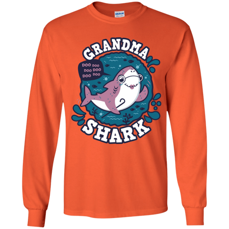 T-Shirts Orange / YS Shark Family trazo - Grandma Youth Long Sleeve T-Shirt