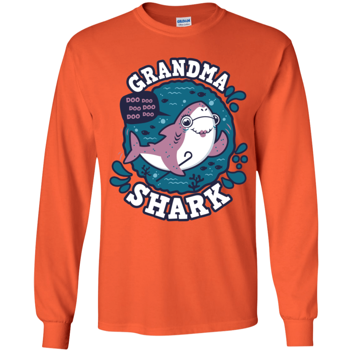 T-Shirts Orange / YS Shark Family trazo - Grandma Youth Long Sleeve T-Shirt