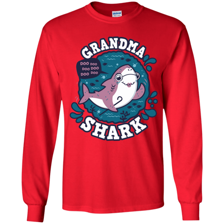 T-Shirts Red / YS Shark Family trazo - Grandma Youth Long Sleeve T-Shirt