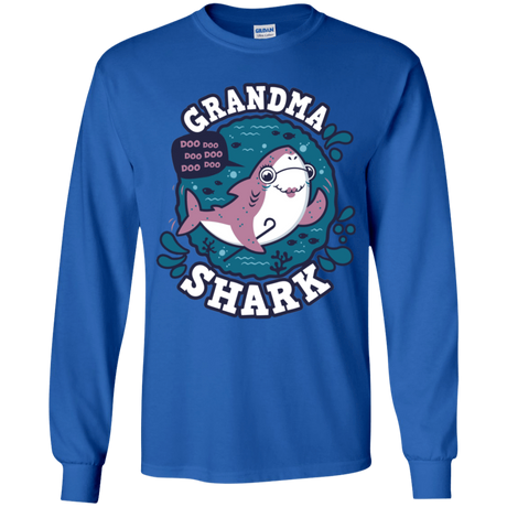 T-Shirts Royal / YS Shark Family trazo - Grandma Youth Long Sleeve T-Shirt