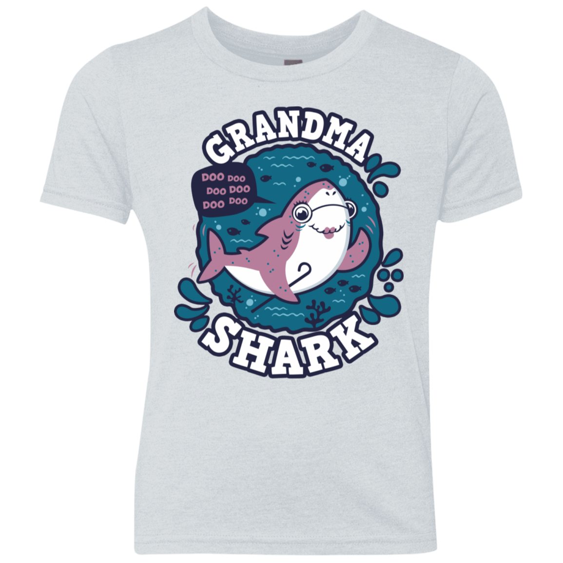 T-Shirts Heather White / YXS Shark Family trazo - Grandma Youth Triblend T-Shirt