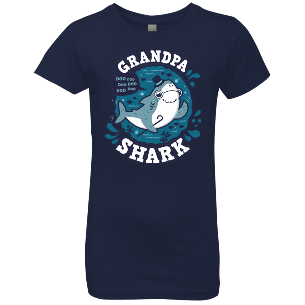 T-Shirts Midnight Navy / YXS Shark Family trazo - Grandpa Girls Premium T-Shirt