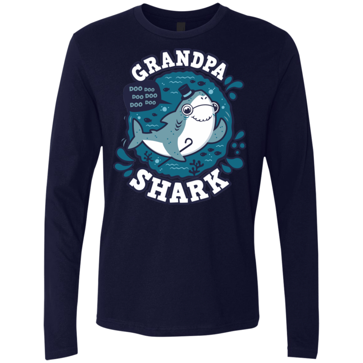 T-Shirts Midnight Navy / S Shark Family trazo - Grandpa Men's Premium Long Sleeve