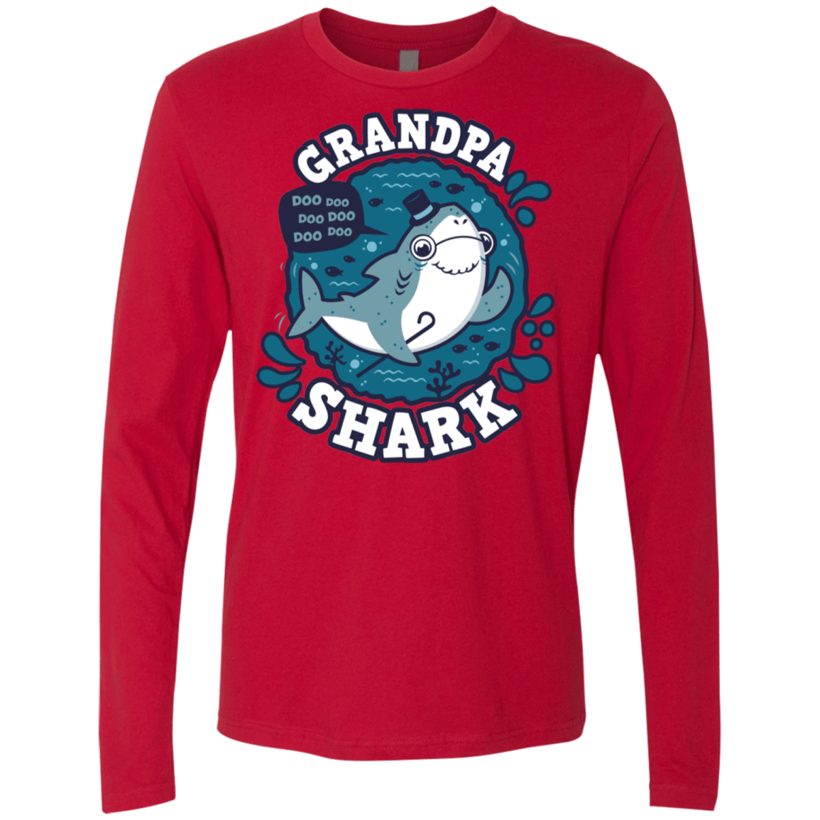 T-Shirts Red / S Shark Family trazo - Grandpa Men's Premium Long Sleeve