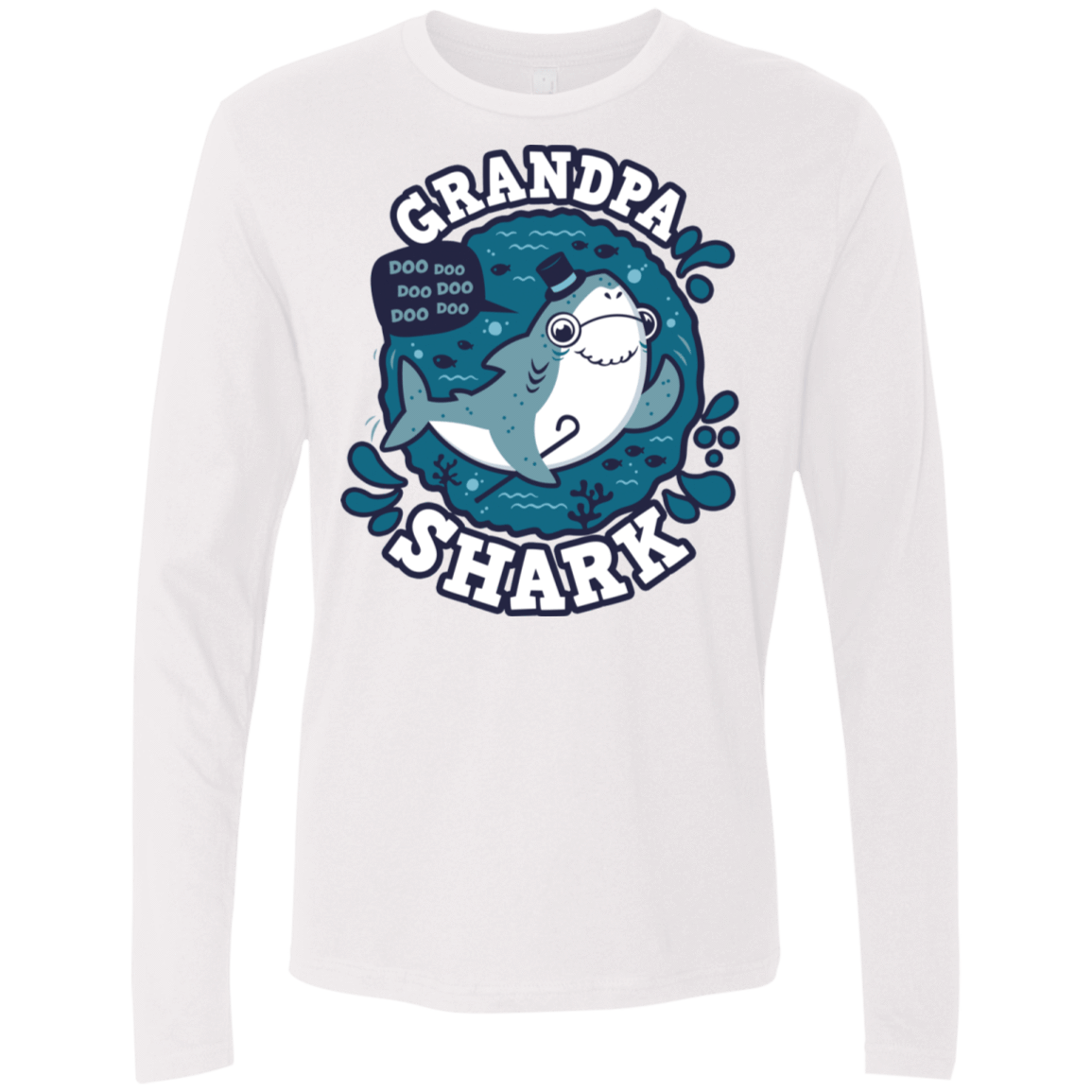 T-Shirts White / S Shark Family trazo - Grandpa Men's Premium Long Sleeve