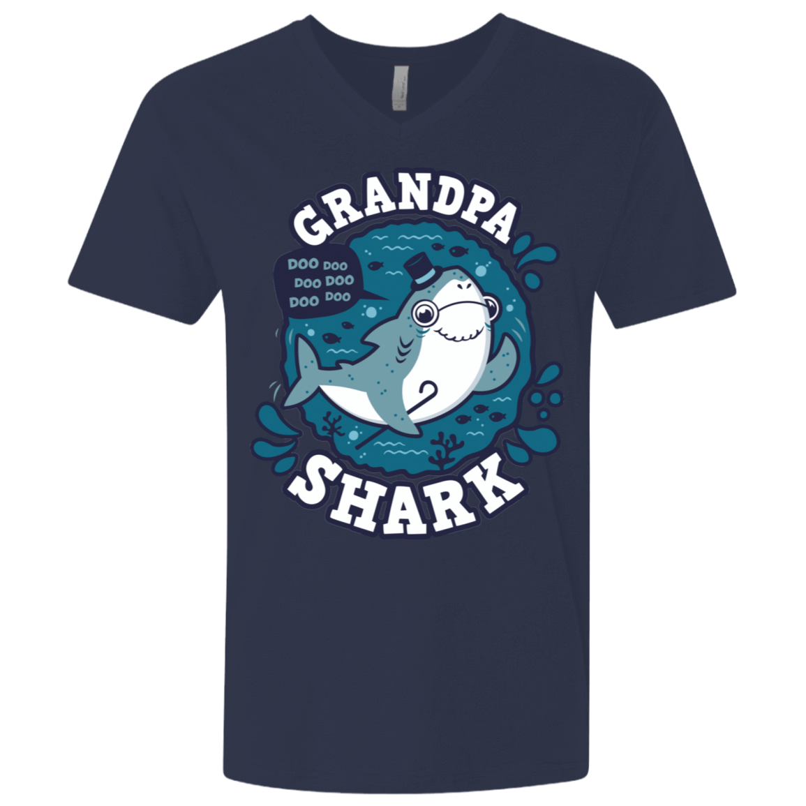 T-Shirts Midnight Navy / X-Small Shark Family trazo - Grandpa Men's Premium V-Neck
