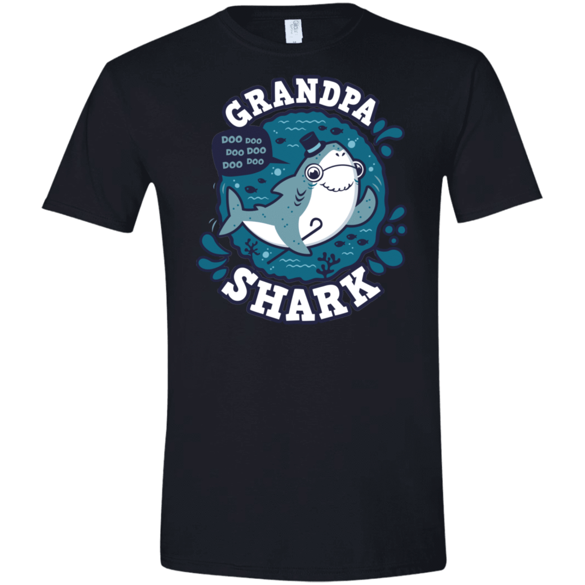 T-Shirts Black / X-Small Shark Family trazo - Grandpa Men's Semi-Fitted Softstyle