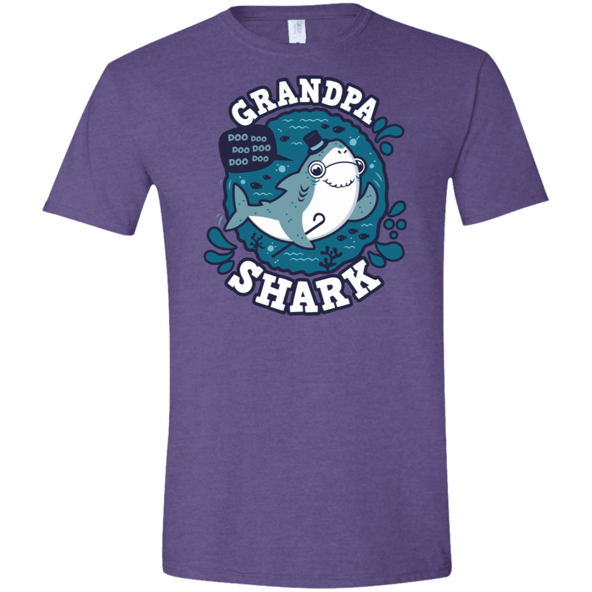 T-Shirts Heather Purple / S Shark Family trazo - Grandpa Men's Semi-Fitted Softstyle