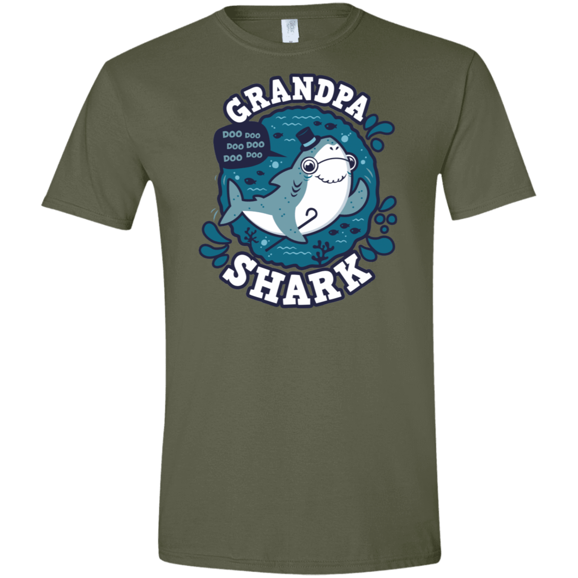 T-Shirts Military Green / S Shark Family trazo - Grandpa Men's Semi-Fitted Softstyle