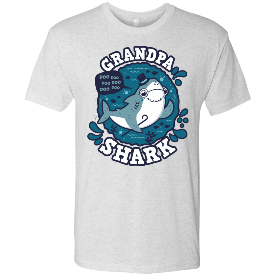 T-Shirts Heather White / S Shark Family trazo - Grandpa Men's Triblend T-Shirt
