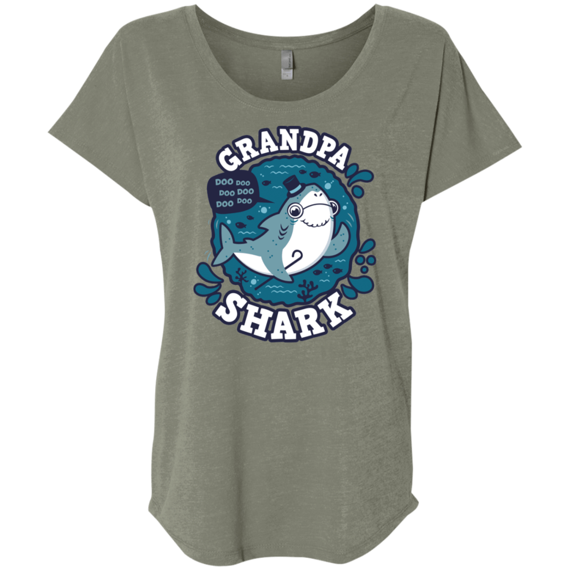 T-Shirts Venetian Grey / X-Small Shark Family trazo - Grandpa Triblend Dolman Sleeve