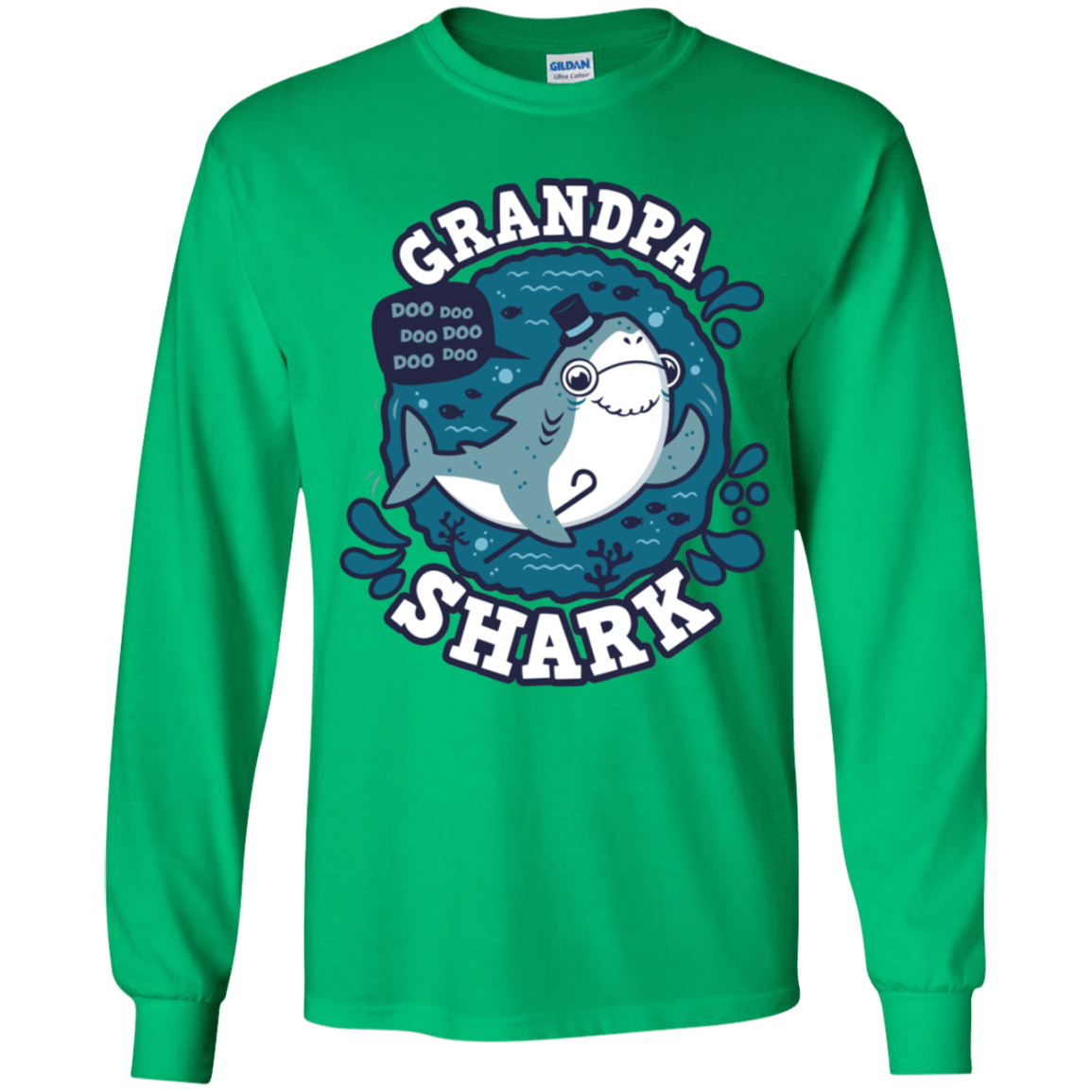 T-Shirts Irish Green / YS Shark Family trazo - Grandpa Youth Long Sleeve T-Shirt
